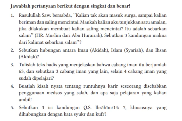 Kunci Jawaban PAI Kelas 11 Halaman 62 Kurikulum Merdeka: Penilaian ...