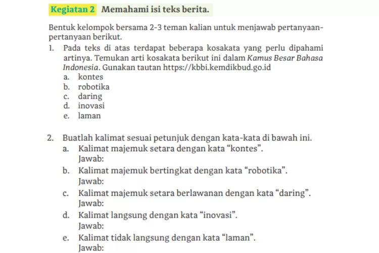 Kunci Jawaban Bahasa Indonesia Kelas 11 SMA MA Halaman 36 37 Kurikulum ...