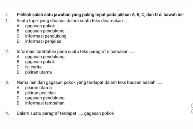 Contoh Soal Pas Uas Bahasa Indonesia Kelas Sd Mi Semester Kurikulum Merdeka Dan Kunci