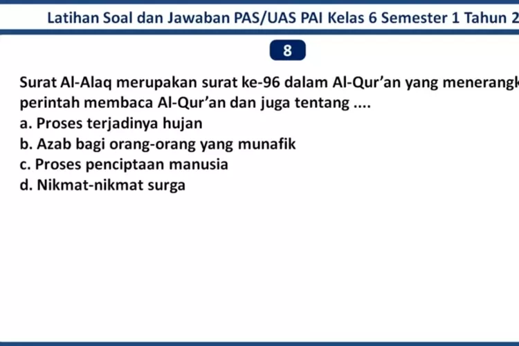 15+ Contoh Soal PAS UAS PAI Kelas 6 Semester 1 Kurikulum Merdeka Tahun ...