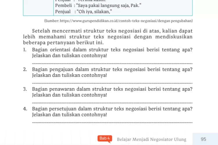 Kunci Jawaban Bahasa Indonesia Kelas 10 Halaman 95 Kurikulum Merdeka ...