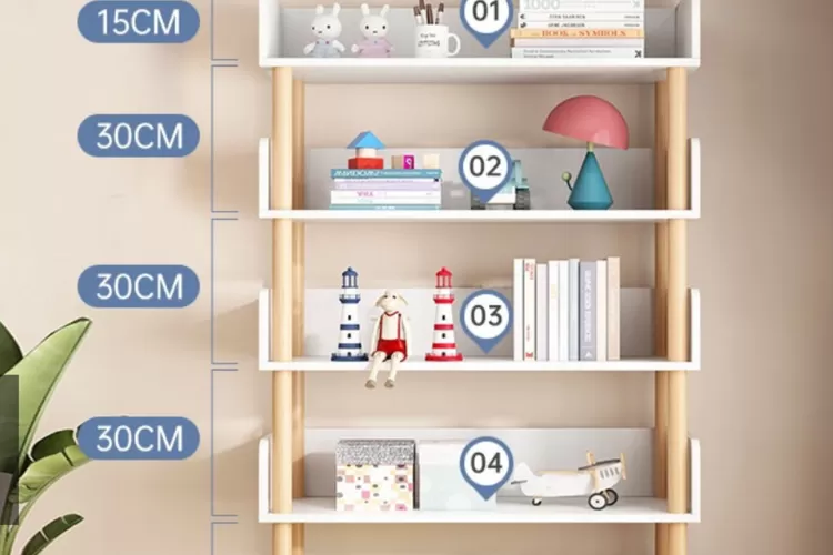 Desain rak buku minimalis untuk di rumah. (Foto/Instagram.)