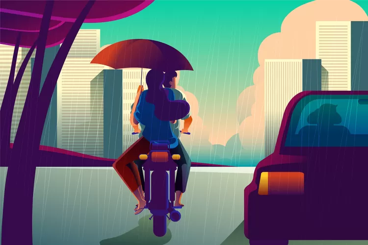 Ilustrasi - Berkendara dengan aman di kala hujan (Foto/Freepik)