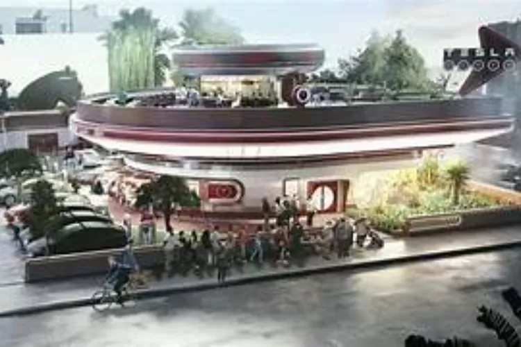 Tesla Resmi Buka Restoran Retro Futuristik di Hollywood, Robot Optimus Layani Pengunjung (ilustrasi restoran elon musk/id.motor1.com)
