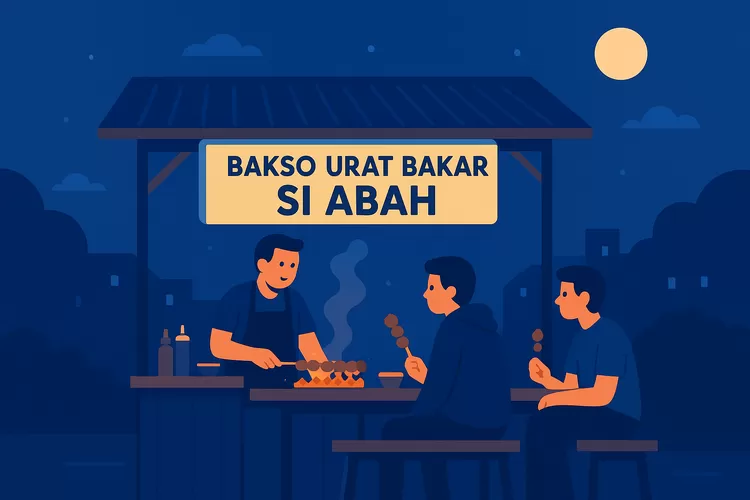Di bawah dinginnya malam Puncak, aroma bakso bakar arang Si Abah jadi penghangat terbaik yang sulit dilupakan.