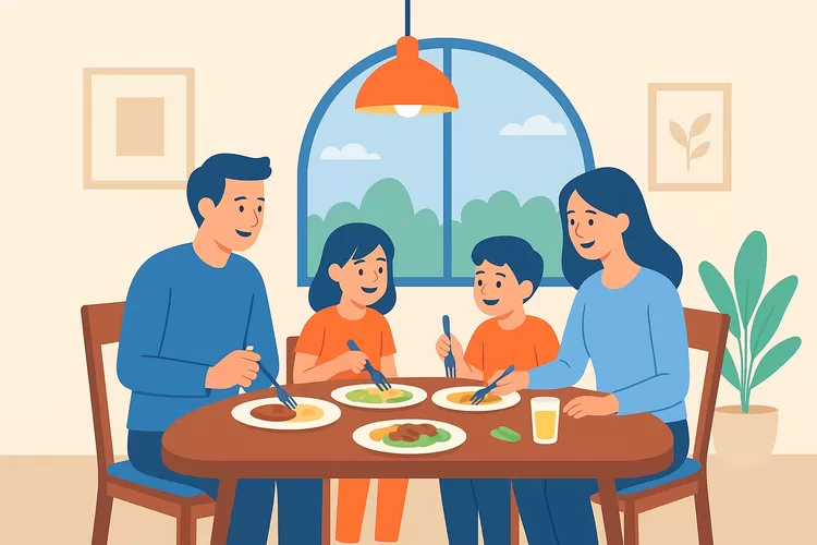 &ldquo;Keluarga menikmati hidangan di sebuah restoran cozy di pusat kota Bogor  suasana hangat, harga pas untuk ramai-ramai&rdquo;