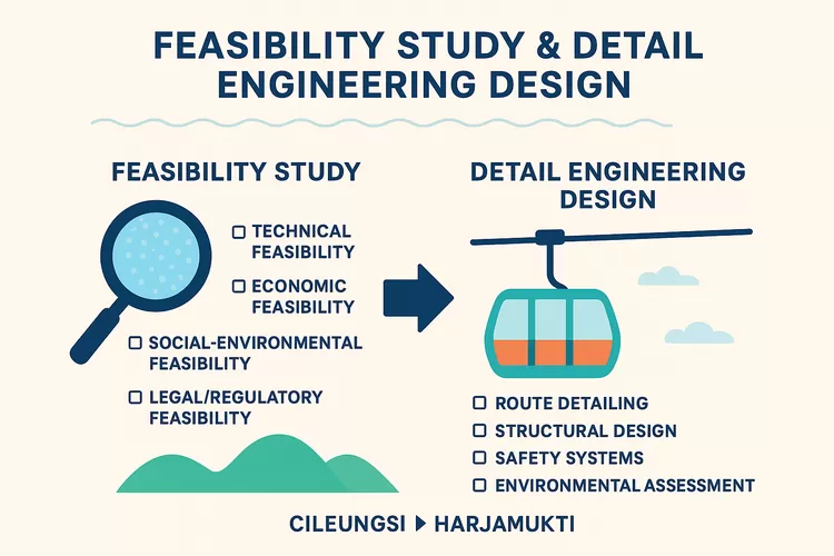 &ldquo;Proses studi kelayakan dan desain teknis proyek kereta gantung Cileungsi&ndash;Harjamukti yang tengah dikaji Kemenhub.&rdquo;