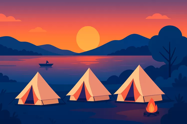 Tenda glamping di tepi Waduk Jatiluhur memantulkan harmoni antara alam dan kenyamanan modern. Foto/Bogorinsider.com (Foto/Bogorinsider.com)