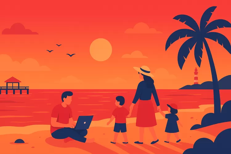 Senja hangat di Pantai Pasir Kencana, tempat warga dan wisatawan berbagi cerita di tepi laut. Foto/Bogorinsider.com (Foto/Bogorinsider.com)