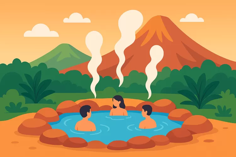 asiknya berendam di pemandian air panas gunung peyek Bogor. Foto/Bogorinsider.com (Foto/Bogorinsider.com)