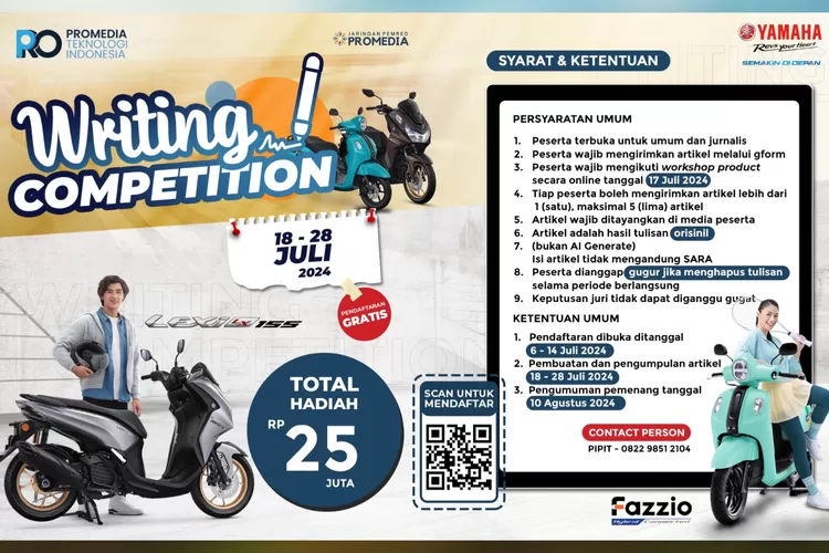 Writing Competition Kolaborasi Promedia dengan Yamaha, Rebut Hadiah Menarik Ini (Promedia)