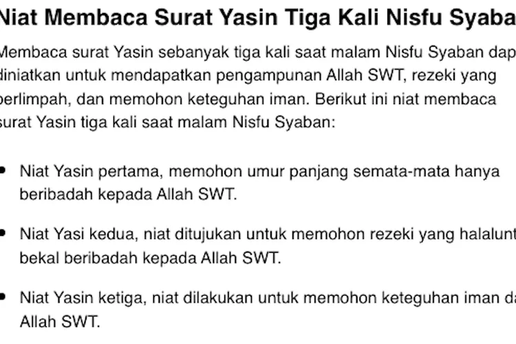 3 Niat Membaca Yasin Pada Malam Nisfu Syaban 2024 Ini Doa Baca Yasin 3