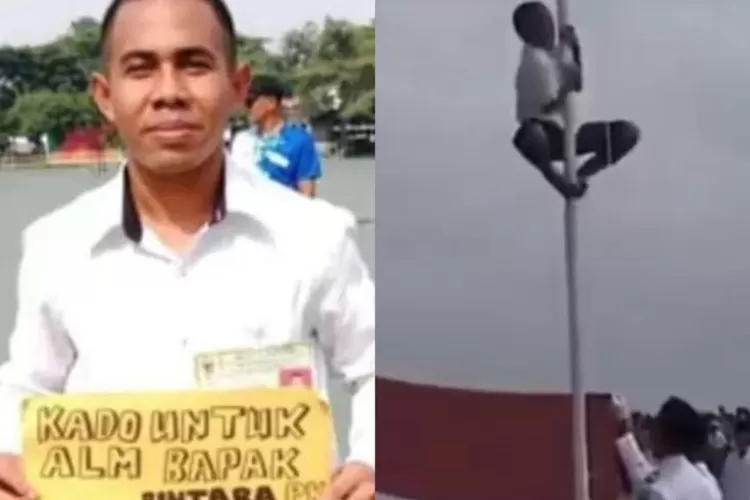 Joni pemanjat tiang bender. (Kilat)