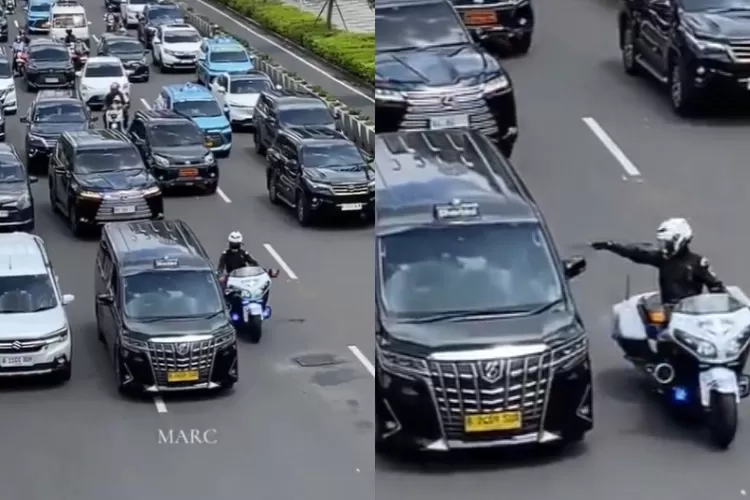Potret video viral terkait yang menampilkan peristiwa iring-iringan kendaraan mobil dinas RI 36 di Jalan Sudirman-Thamrin, Jakarta, pada Rabu, 8 Januari 2025. (X.com/RomitsuT)