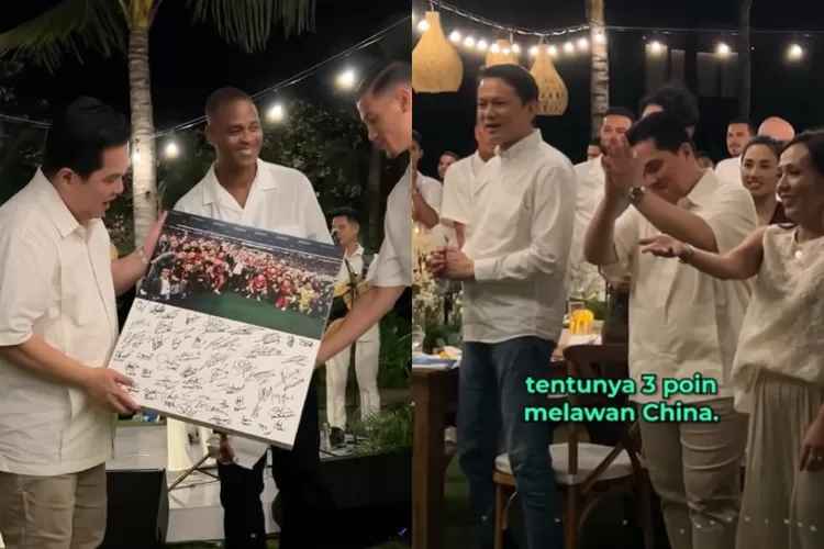 Momen perayaan ulang tahun Ketum PSSI, Erick Thohir bersama punggawa Timnas Indonesia di Bali, pada 30 Mei 2025. (Instagram.com/@erickthohir)