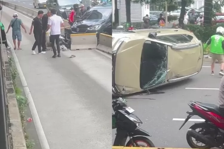 Foto kecelakaan di Jalan HR Rasuna Said, Kuningan, Jakarta Selatan. (TikTok/infojakarta.co.id)