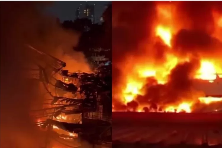 Insiden kebakaran di Pasar Taman Puring, Jakarta Selatan pada Senin, 28 Juli 2025.  ((Instagram/jakartaselatan24jam))
