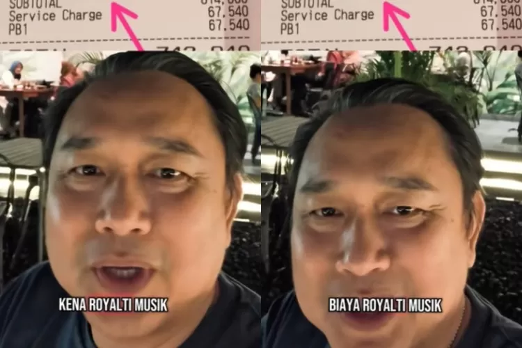 Tangkapan layar video viral terkait struk makan pelanggan resto yang diduga kena biaya royalti musik.  ((TikTok.com/@nukamarikopi))