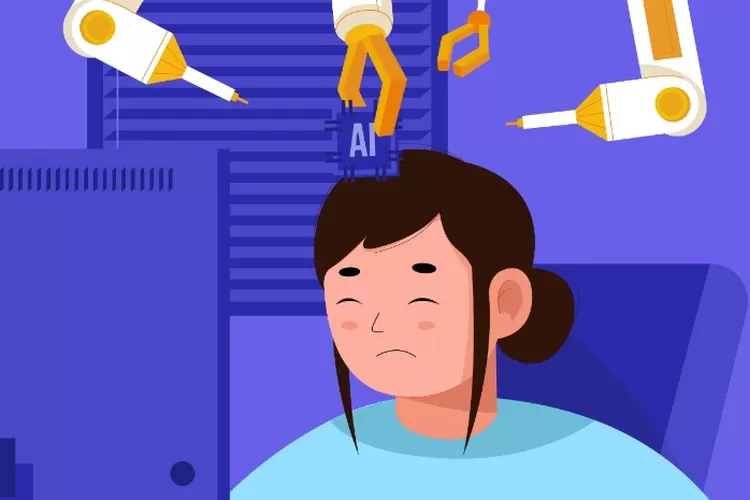 Ilustrasi kecemasan warga RI terhadap perkembangan AI yang dianggap dapat mengambil alih pekerjaan mereka.  ((Freepik.com))