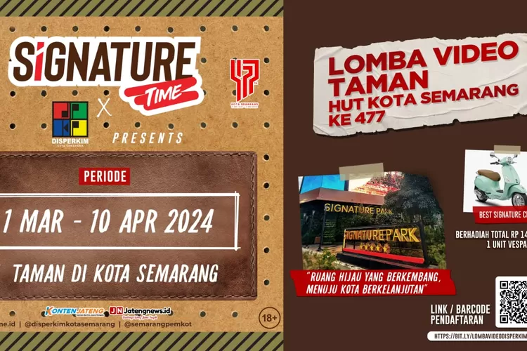 Memeriahkan HUT Kota Semarang yang Ke-477, Disperkim Kota Semarang gelar Lomba Video Taman, Cek Syarat dan Link Pendaftaran Disini!