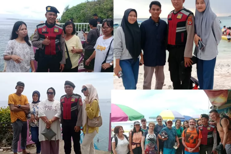Personel Polres Bulukumba melakukan pengamanan di kawasan wisata Pantai Bira.
