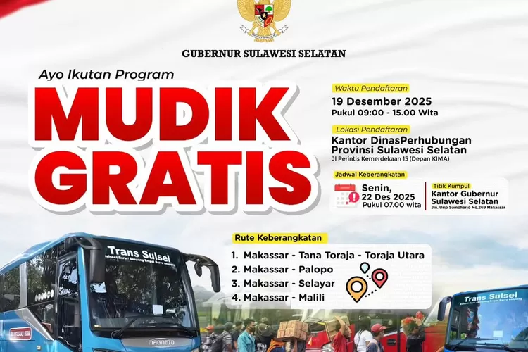 Program mudik gratis Pemprov Sulsel. 