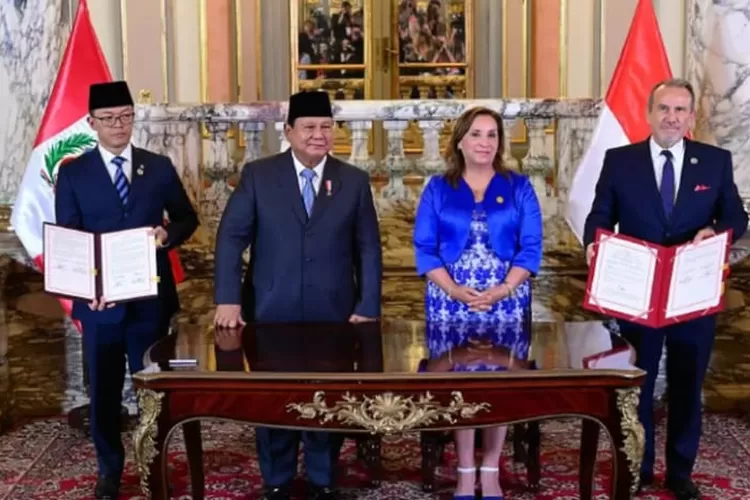 Presiden Republik Peru Dina Boluarte menerima kunjungan Prabowo Subianto untuk membahas kerja sama dan menekankan hubungan diplomatik antar kedua negara. (Dok. Sekretariat Negara).