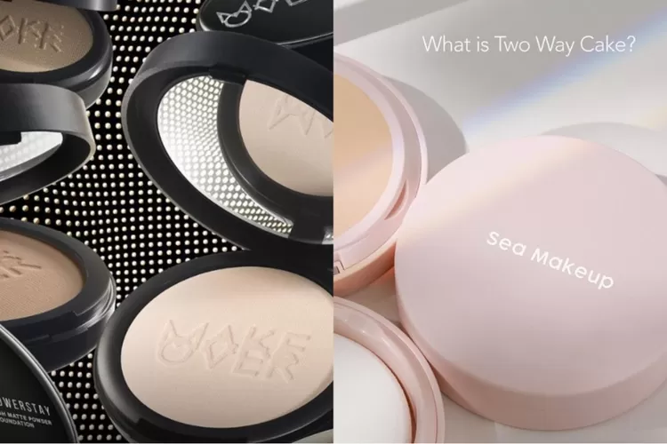 Rekomendasi bedak padat tahan lama terbaik (Kolase foto Instagram @makeoverid dan @seamakeup.id)