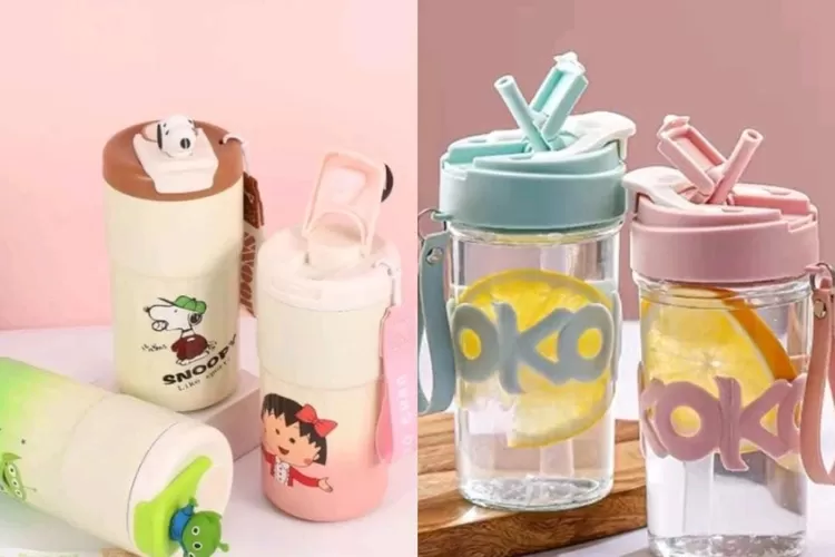 Rekomendasi produk tumbler lucu yang dapat digunakan oleh anak TK dan SD, mulai dari brand IBANA hingga Voova.  (Shopee/IBANA Official Shop dan Voova Indonesia Official Shop)