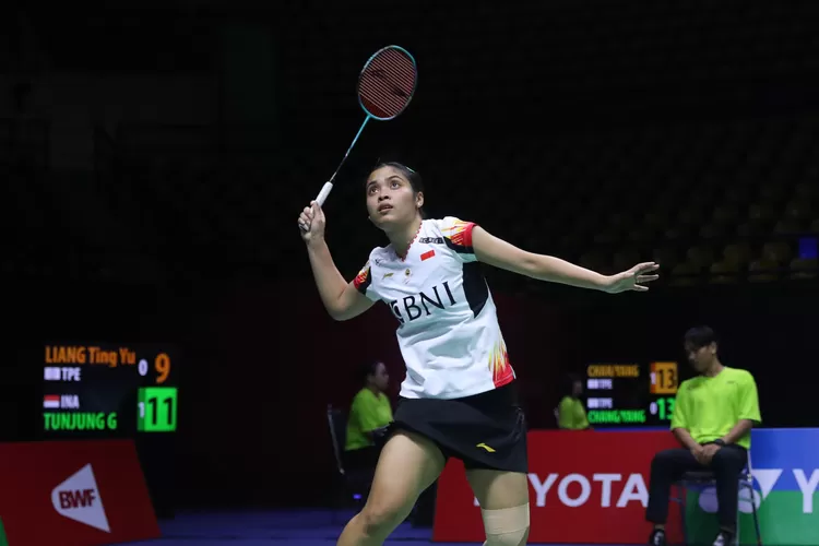 Tunggal putri Indonesia Gregoria Mariska Tunjung lolos ke-16 besar Thailand Open 2024 setelah menang atas Liang Ting Yu dari Chinese Taipei di Nimibutr Stadium, Rabu (15/5). (foto: PP PBSI)