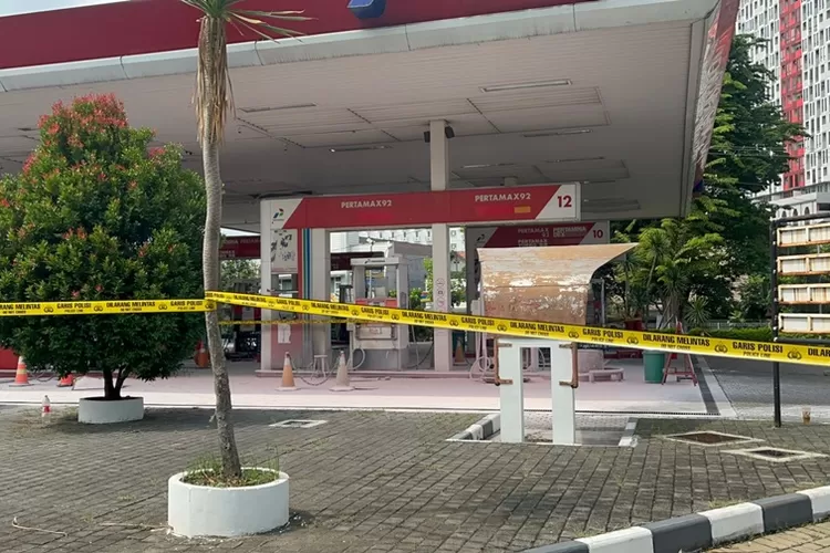 SPBU Undip Semarang sedang diperiksa polisi terkait penyebab kebakaran pada Rabu 10 Januari 2024 lalu. (Ayosemarang.com/ Audrian Firhannusa)