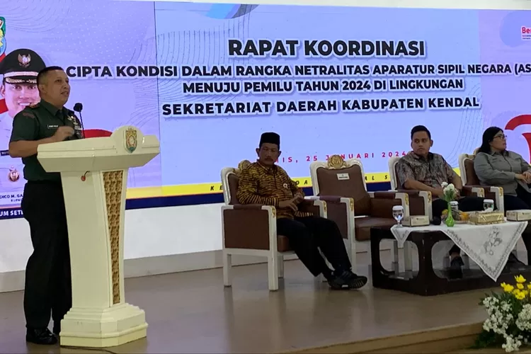 Rakor Cipta Kondisi Netralitas ASN menuju Pemilu 2024 di Pendopo Tumenggung Bahurekso Kamis 25 januari 2024. (Edi Prayitno/kontirbutor Kendal)