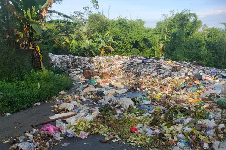 Sampah di Sub TPA Desa Surjo Batang menutup Jalan Ptovinsi.  ( Istimewa)