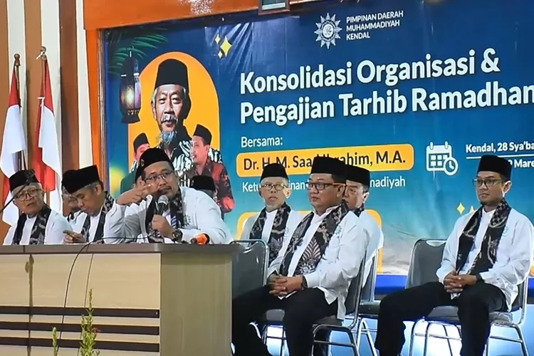 konsolidasi organisasi dan pengajian tahrib Ramadhan 1445 H PD Muhammadiyah Kendal di gedung Dakwah, Sabtu 9 Maret 2024.  (Edi Prayitno/kontributor Kendal)
