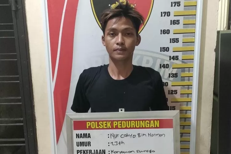Nurcahyo, pelaku pencurian di Alfamart Semarang yang sudah ditangkap oleh polisi.  (Polsek Pedurungan)