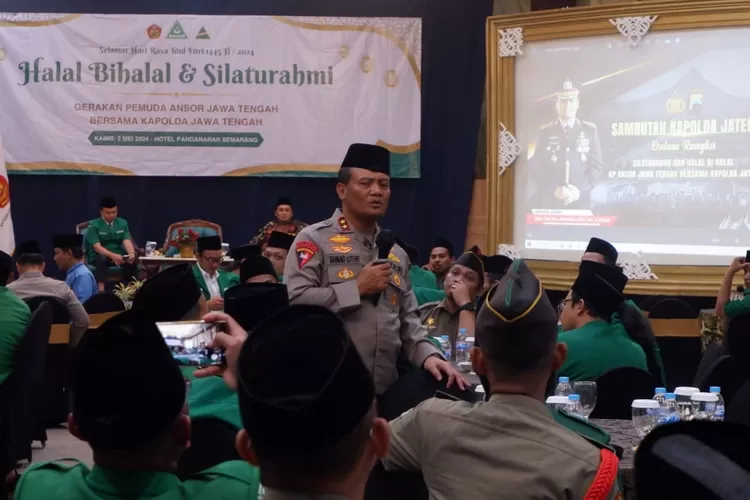 Kapolda Jawa Tengah Ahmad Luthfi dalam acara Halal Bihalal GP Ansor Jateng dengan Kapolda Jawa Tengah di Hotel Pandanaran Kota Semarang, Kamis 2 Mei 2024. (dok GP Ansor Jateng.)