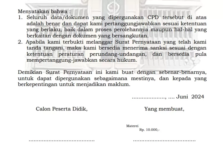 Surat Pernyataan Kebenaran Dokumen PPDB Jateng 2024 (berkas.siap-ppdb.com)