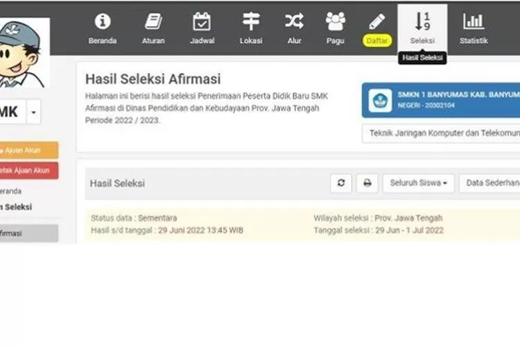 Pengumuman Sementara Hasil Seleksi PPDB Jateng 2024 Tingkat SMA SMK (ppdb.jatengprov.go.id)