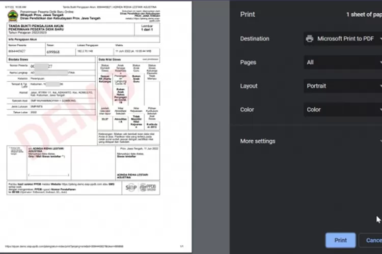 Mencetak Bukti Pendaftaran Online PPDB Jateng 2024 (smkn1gombong.sch.id)