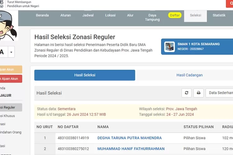 Jadwal Pengumuman dan Daftar Ulang PPDB Jateng 2024 Jenjang SMA SMK (ppdb.jatengprov.go.id)