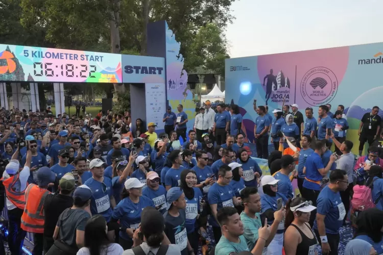 Ajang sport tourism tahunan Bank Mandiri bertajuk Mandiri Jogja Marathon (MJM) 2024 berlangsung sukses. (dok Bank Mandiri.)