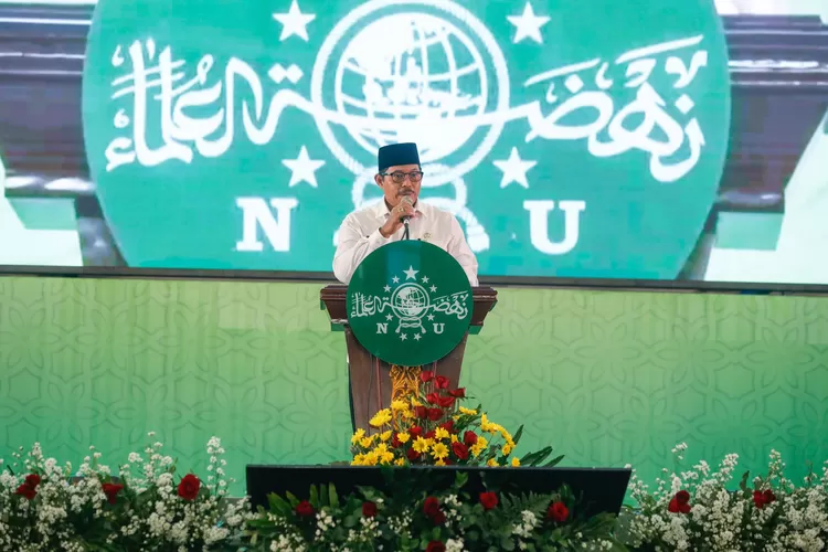 Pj Gubernur Jateng,  Nana Sudjana saat menghadiri Pelantikan Pengurus PWNU Jateng di Auditorium Universitas Sultan Agung (Unissula), Semarang Sabtu, 3 Agustus 2024.  (dok Humas Jateng.)