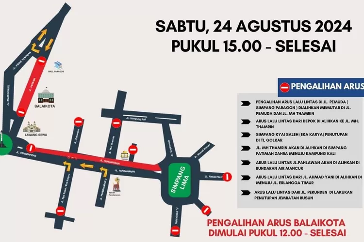 Ini rute pengalihan arus lalu lintas saat Semarang Flower Festival 2024. (Istimewa)