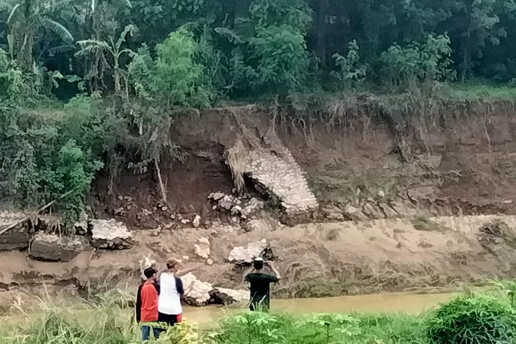 Kondisi tanggul sungai Bodri di Desa Kebonharjo Patebon yang ambrol.  (dokumen)