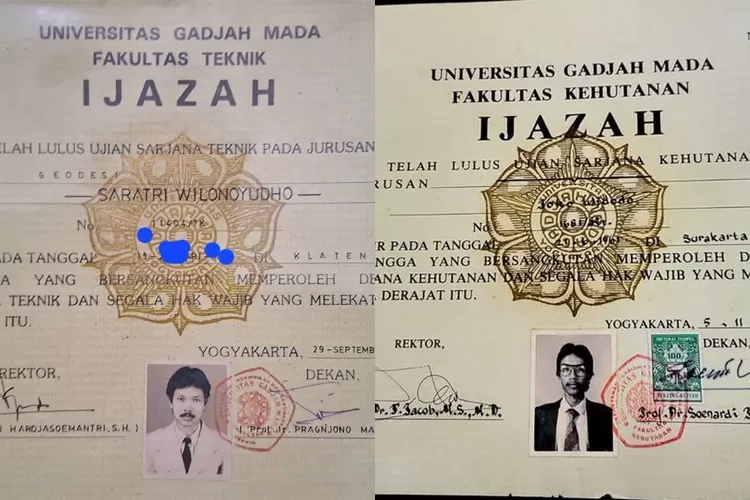Perbandingan ijazah milik Prof Saratri Wilonoyudho dan ijazah Jokowi.   (Instagram saratri_wilonoyudho, berbagaisumber)