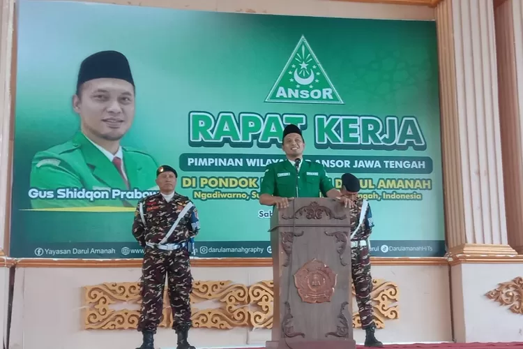 Ketua PW GP Ansor Jateng, Dr. H. Muchamad Shidqon Prabowo saat memberikan arahan.  (Dokumen  &nbsp;)