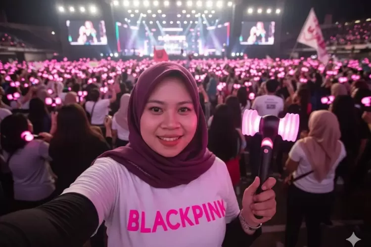 Foto nonton konser idol kesayangan dengan Gemini AI.  (TikTok/yuni_saraa0)