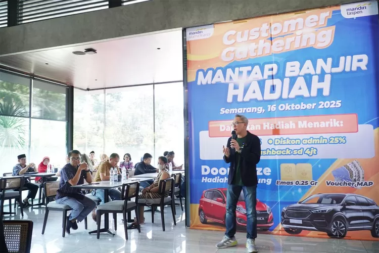 Acara Customer Gathering bertema Mantap Banjir Hadiah yang diselenggarakan pada Kamis, 16 Oktober 2025, di Balai Echo Resto, Jalan Letjen S. Parman, Semarang. (Dok.)