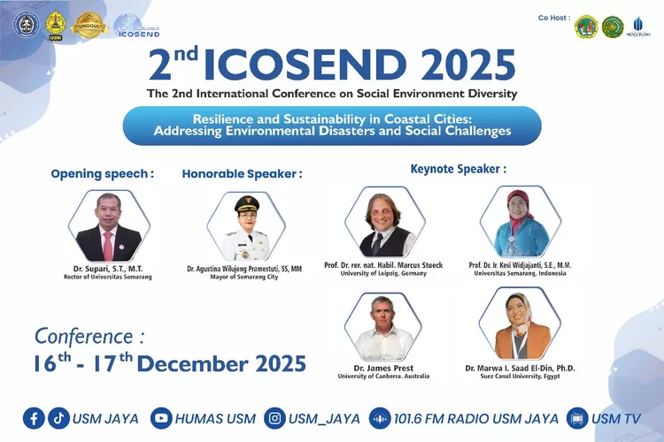 Universitas Semarang (USM) kembali menunjukkan komitmennya dalam penguatan jejaring akademik internasional dengan menggelar 2nd International Conference on Social Environment Diversity (2nd ICOSEND) 2025. (dok.)