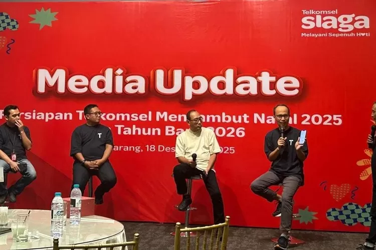 media update  kesiapan Telkomsel jelang libur Nataru di Aroem Resto, Semarang, Kamis 18 Desember 2025. (Dok.)